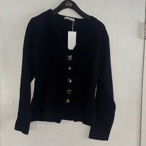 Mango Black Cardigan with Decorative Buttons